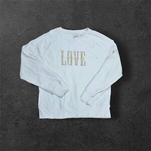 Zadig & Voltaire Western Strass Gold Love CottonSweatshirt in White Sz M